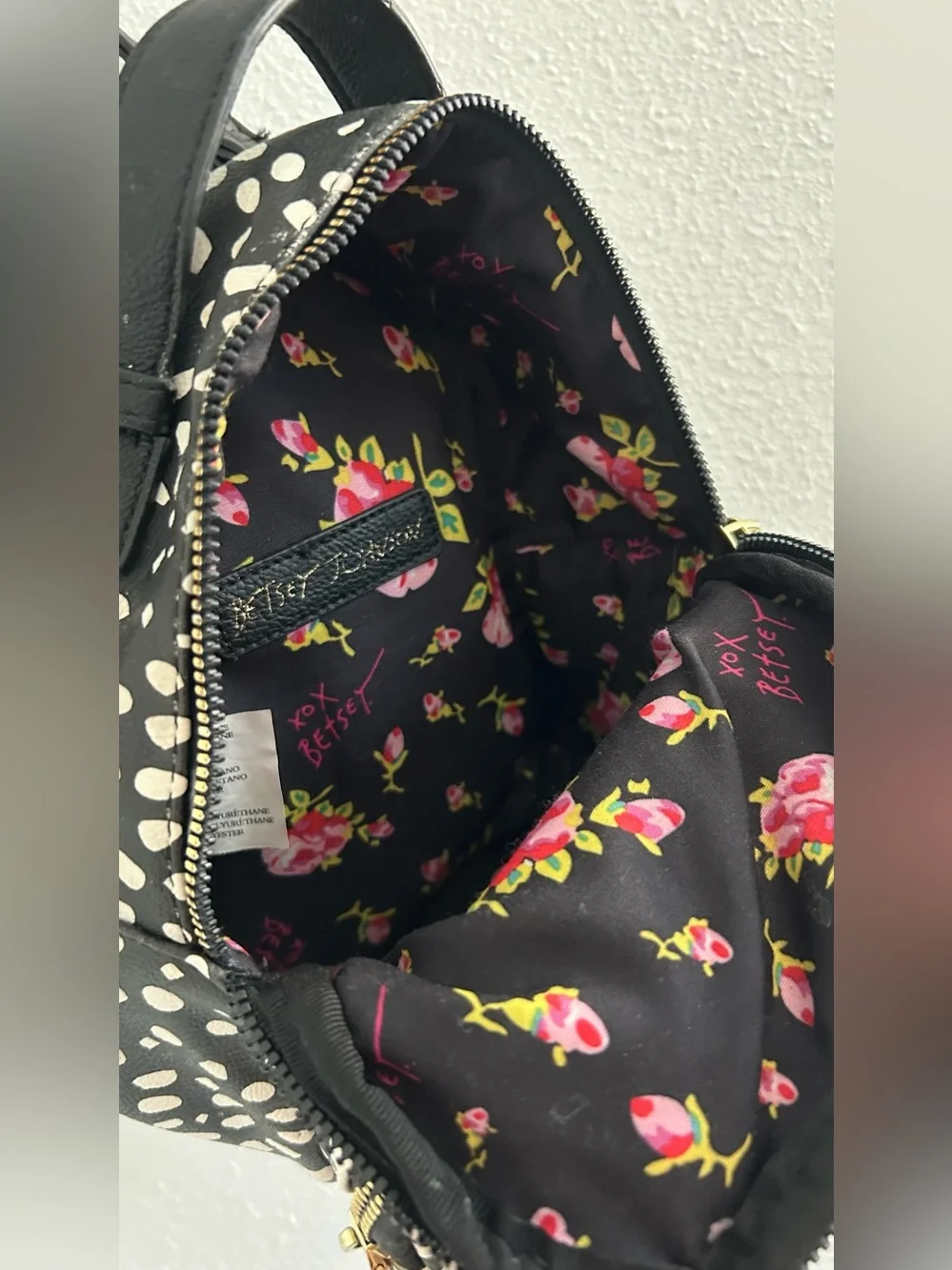Betsey Johnson Black and White Dalmatian Mini Backpack